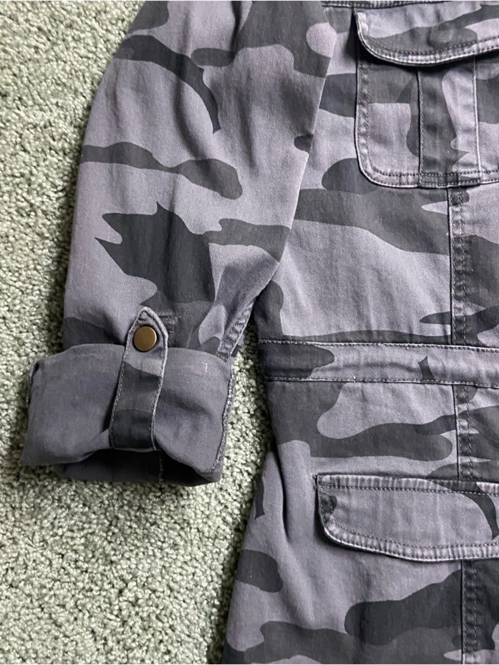 American Rag Grey Camo Utility Jacket Womens Size M - Picture 5 of 16